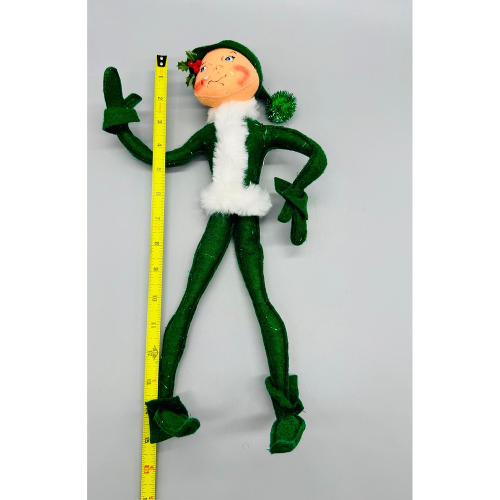 Annalee Green Elf Christmas Poseable Knee Hugger Shelf Sitter 2003 Mobilitee - Picture 7 of 7